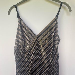 Women’s Harlyn Diagonal Striped V-neck Dress - Metallic & Velvet